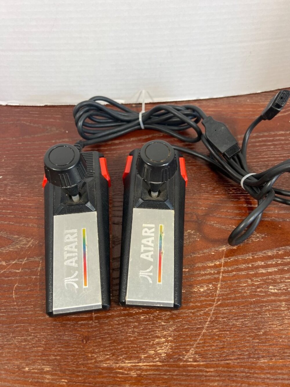 Atari Joystick Controllers Pair Classic Black Red Wired Game Controllers